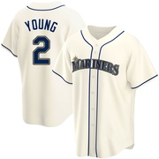 Cole Young Men's Seattle Mariners Alternate Jersey - Cream Replica