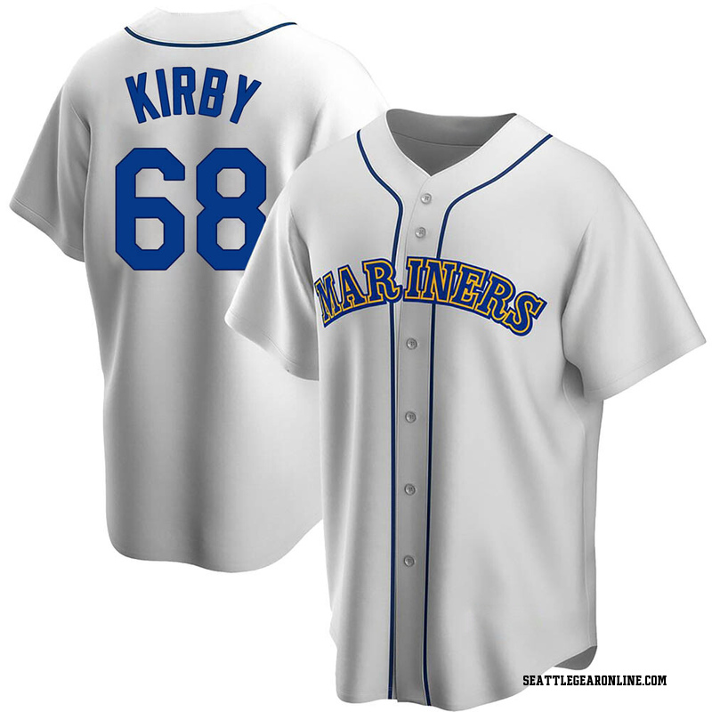 George Kirby Men's Seattle Mariners Home Cooperstown Collection Jersey - White Replica